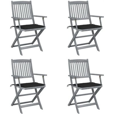 vidaXL 3065414 Gartenstuhl Klappbar mit Polstern - Schwarz vidaXL 3065414 Gartenstuhl Klappbar mit Polstern - Schwarz
