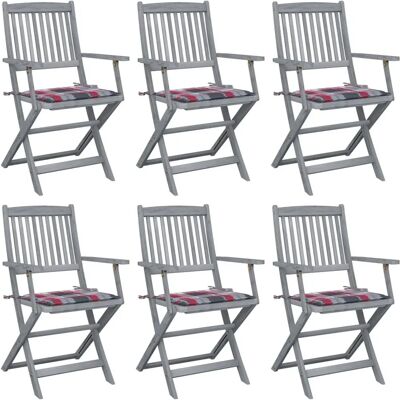 vidaXL Klappbare Gartensessel mit Kissen - 6 Stück vidaXL Klappbare Gartensessel mit Kissen - 6 Stück