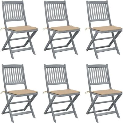 vidaXL Klappbare Gartenstühle - 6 Stück mit Kissen vidaXL Klappbare Gartenstühle - 6 Stück mit Kissen