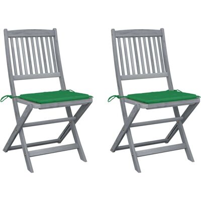 vidaXL Akazienholz Outdoor Klappstühle Set mit Kissen vidaXL Akazienholz Outdoor Klappstühle Set mit Kissen