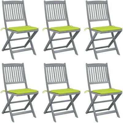 vidaXL Akazien Gartenstühle - Faltbares Set mit 6 Stühlen und Kissen vidaXL Akazien Gartenstühle - Faltbares Set mit 6 Stühlen und Kissen