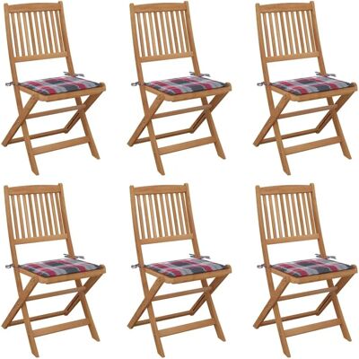 vidaXL Klappbare Akazienholz Gartensessel - 6 Stück mit Kissen vidaXL Klappbare Akazienholz Gartensessel - 6 Stück mit Kissen