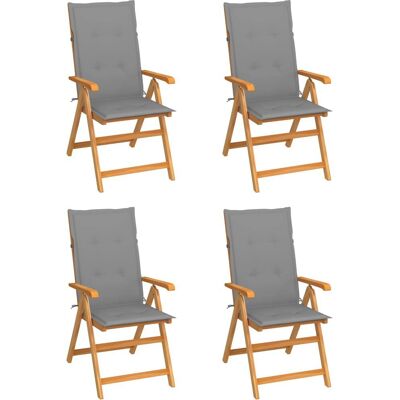 VidaXL Loungesessel - Teak Grau - Verstellbar, Klappbar, 4 st. VidaXL Loungesessel - Teak Grau - Verstellbar, Klappbar, 4 st.