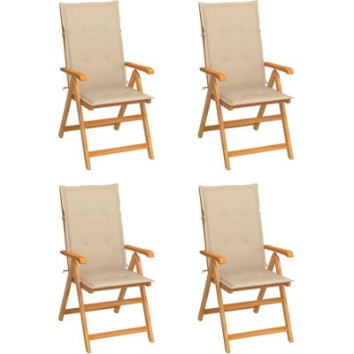 VidaXL Gartensessel Teak Beige - Faltbar, Verstellbarer Rücken, 4er-Set VidaXL Gartensessel Teak Beige - Faltbar, Verstellbarer Rücken, 4er-Set