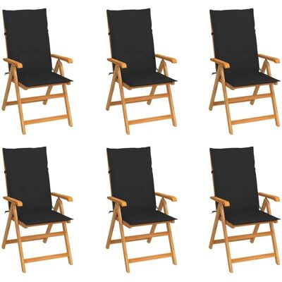 VidaXL Outdoor Stuhl - Verstellbares Teak-Garten-Set - 6 Stühle VidaXL Outdoor Stuhl - Verstellbares Teak-Garten-Set - 6 Stühle