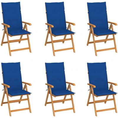 vidaXL Gartenstühle 6 Stück mit Blauen Kissen aus Teak vidaXL Gartenstühle 6 Stück mit Blauen Kissen aus Teak
