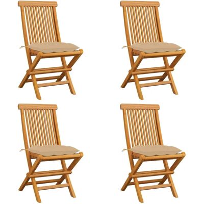 vidaXL Gartenstuhl Teak Beige - Klappbarer Gartenstuhl vidaXL Gartenstuhl Teak Beige - Klappbarer Gartenstuhl