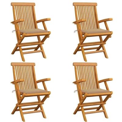 vidaXL Teak Gartenstühle - Set aus 4 Stühlen mit Kissen vidaXL Teak Gartenstühle - Set aus 4 Stühlen mit Kissen