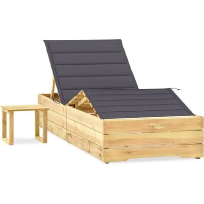 vidaXL Garten-Sonnenliege - Verstellbar mit Tisch & Kissen - Holzmöbel vidaXL Garten-Sonnenliege - Verstellbar mit Tisch & Kissen - Holzmöbel