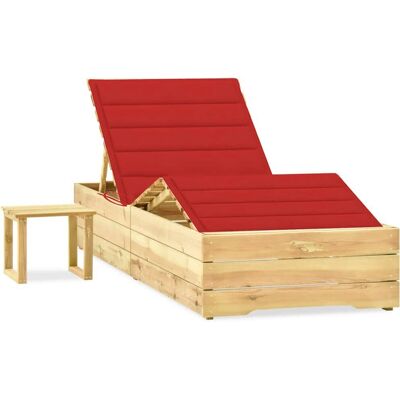 vidaXL Gartenloungesessel - Verstellbares Kiefernholz & Rote Kissen vidaXL Gartenloungesessel - Verstellbares Kiefernholz & Rote Kissen