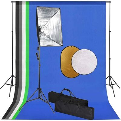 vidaXL Fotostudio Set - Verstelbare Achtergronden & Softbox Lampen vidaXL Fotostudio Set - Verstelbare Achtergronden & Softbox Lampen