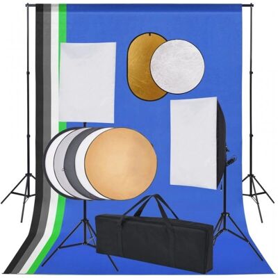 VidaXL Fotostudie Sæt - Softbox, Baggrund, Reflektorer VidaXL Fotostudie Sæt - Softbox, Baggrund, Reflektorer