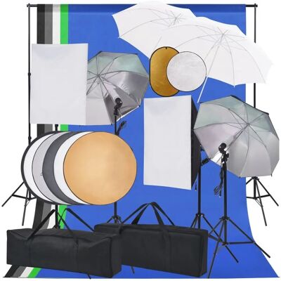 vidaXL Fotostudie Sæt med Softbox, Paraplyer, Baggrund og Reflektor vidaXL Fotostudie Sæt med Softbox, Paraplyer, Baggrund og Reflektor