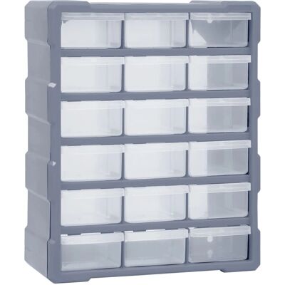 vidaXL Multi-Schubladen-Organizer mit 18 Schubladen 38x16x47 cm Grau - Aufbewahrungsschrank vidaXL Multi-Schubladen-Organizer mit 18 Schubladen 38x16x47 cm Grau - Aufbewahrungsschrank