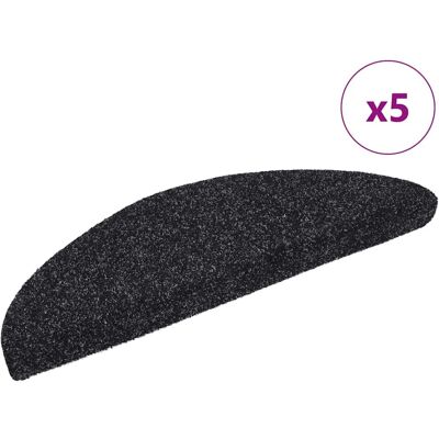 vidaXL Black Self-adhesive Stair Mats 5 pcs - Stair Mats vidaXL Black Self-adhesive Stair Mats 5 pcs - Stair Mats