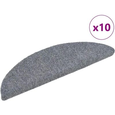 vidaXL Self-adhesive stair mats 10 pcs Light Grey - Stair Mats vidaXL Self-adhesive stair mats 10 pcs Light Grey - Stair Mats