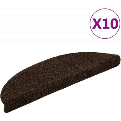 vidaXL Selbstklebende Treppenteppiche 10 Stück braun 56x17x3cm Needlepunch - Treppenteppiche vidaXL Selbstklebende Treppenteppiche 10 Stück braun 56x17x3cm Needlepunch - Treppenteppiche