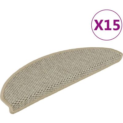 vidaXL Treppenteppiche Selbstklebend Sisal-Optik 15 Stück 65x21x4 cm Hell Beige Grau - Treppenteppiche vidaXL Treppenteppiche Selbstklebend Sisal-Optik 15 Stück 65x21x4 cm Hell Beige Grau - Treppenteppiche