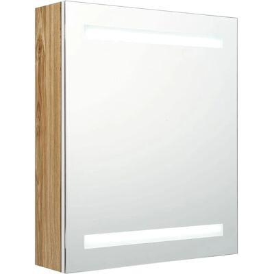 vidaXL Badeværelsesskab med LED spejl 50x14x60 cm - Opbevaringsskab til badeværelse vidaXL Badeværelsesskab med LED spejl 50x14x60 cm - Opbevaringsskab til badeværelse