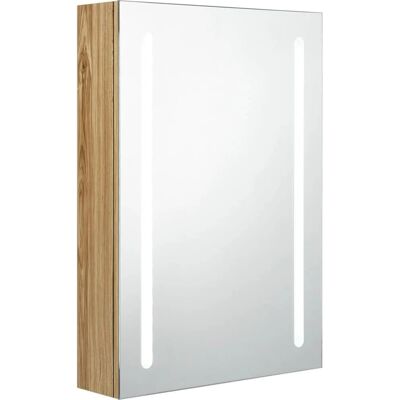 vidaXL Badmöbel mit LED-Spiegel, Eiche - 50x13x70 cm vidaXL Badmöbel mit LED-Spiegel, Eiche - 50x13x70 cm