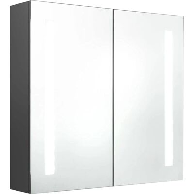 vidaXL Gabinete de Espejo de Baño LED - Montaje en pared, 3 estantes, Gris vidaXL Gabinete de Espejo de Baño LED - Montaje en pared, 3 estantes, Gris