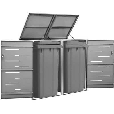 vidaXL Doppel-Radcontainerhaus Edelstahl Gartenabstellraum - Müllbox vidaXL Doppel-Radcontainerhaus Edelstahl Gartenabstellraum - Müllbox