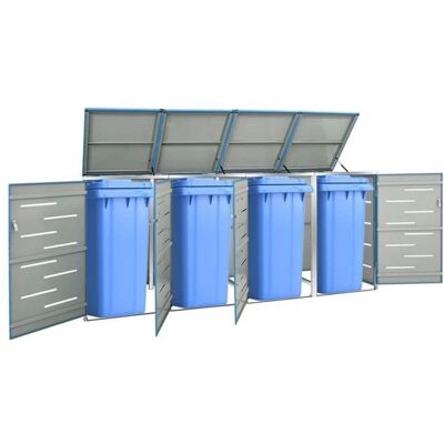 vidaXL Vierfacher Mülleimer-Unterstand Edelstahl - Gartenabfallbox vidaXL Vierfacher Mülleimer-Unterstand Edelstahl - Gartenabfallbox