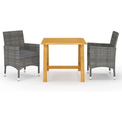 VidaXL Gartenmöbel-Set - Akazie, Grau, 3 Stück VidaXL Gartenmöbel-Set - Akazie, Grau, 3 Stück