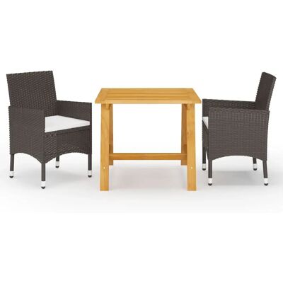 Juego de comedor de jardín Vida XL - Marrón - Conjunto de 3 piezas Juego de comedor de jardín Vida XL - Marrón - Conjunto de 3 piezas
