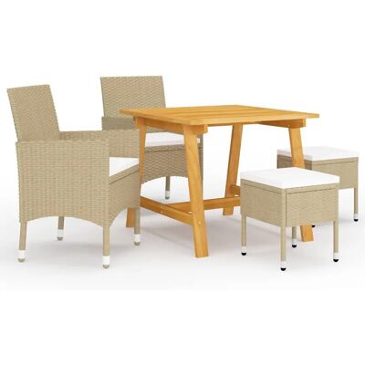 VidaXL Gartenmöbelset - Beige - 5-tlg Esstisch-Set VidaXL Gartenmöbelset - Beige - 5-tlg Esstisch-Set