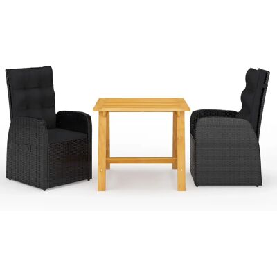 VidaXL Gartenmöbel-Set - Schwarz - 3-teiliges Ess-Set VidaXL Gartenmöbel-Set - Schwarz - 3-teiliges Ess-Set