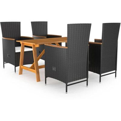 VidaXL Gartenmöbel-Set - Robuster Akazienholz-Tisch, Wetterfeste Rattanstühle VidaXL Gartenmöbel-Set - Robuster Akazienholz-Tisch, Wetterfeste Rattanstühle