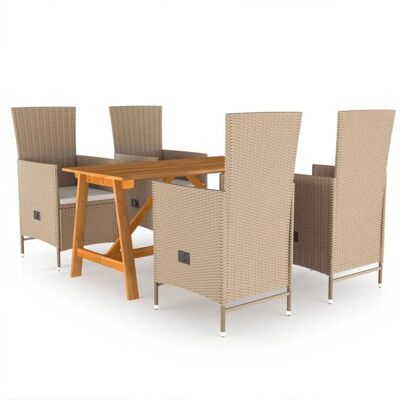 vidaXL Gartenmöbel-Set - Beige - Esstisch & Stühle vidaXL Gartenmöbel-Set - Beige - Esstisch & Stühle