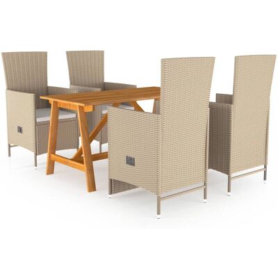 vidaXL Gartenmöbel-Set - Beige - 5-tlg. Essgruppe vidaXL Gartenmöbel-Set - Beige - 5-tlg. Essgruppe