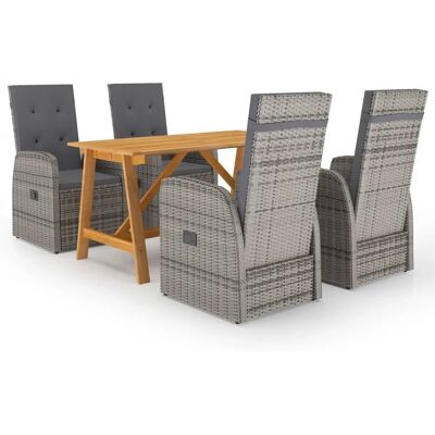 VidaXL Gartentisch-Set - Akazie & Grau - 5 Teile VidaXL Gartentisch-Set - Akazie & Grau - 5 Teile