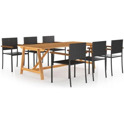 vidaXL Gartentisch-Set 7-teilig Schwarz Außenmöbel Stühle Tische vidaXL Gartentisch-Set 7-teilig Schwarz Außenmöbel Stühle Tische