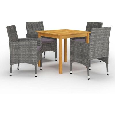 vidaXL 3-tlg. Garten-Essgruppe 4 Personen Grau - Gartentisch & Stühle vidaXL 3-tlg. Garten-Essgruppe 4 Personen Grau - Gartentisch & Stühle