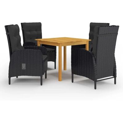 vidaXL Gartentisch-Set - Schwarz, 4 Plätze, Verstellbare Stühle vidaXL Gartentisch-Set - Schwarz, 4 Plätze, Verstellbare Stühle