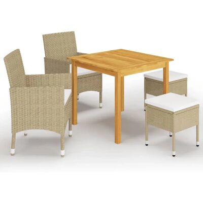 VidaXL Gartenmöbel-Set - Beige - 5-teiliges Esszimmer im Garten VidaXL Gartenmöbel-Set - Beige - 5-teiliges Esszimmer im Garten
