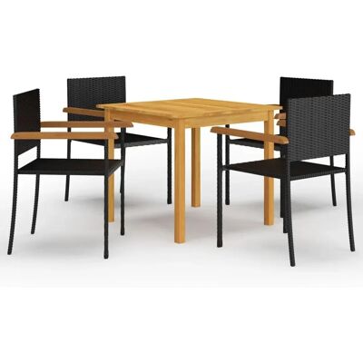 vidaXL Gartentisch- und Stuhlset 5-tlg. Schwarz - Gartentisch vidaXL Gartentisch- und Stuhlset 5-tlg. Schwarz - Gartentisch