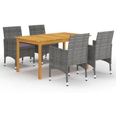 vidaXL Gartentisch-Set - Grau - 5 Stück vidaXL Gartentisch-Set - Grau - 5 Stück