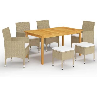 VidaXL Gartenmöbel-Set - Akazienholz, Beige, 6 Sitzplätze VidaXL Gartenmöbel-Set - Akazienholz, Beige, 6 Sitzplätze
