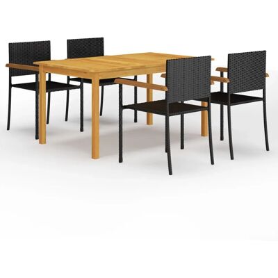 vidaXL 3067808 Gartentisch-Set - 5-teilig Schwarz vidaXL 3067808 Gartentisch-Set - 5-teilig Schwarz