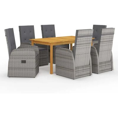 vidaXL Gartentisch-Set - 7 Stück Grau vidaXL Gartentisch-Set - 7 Stück Grau