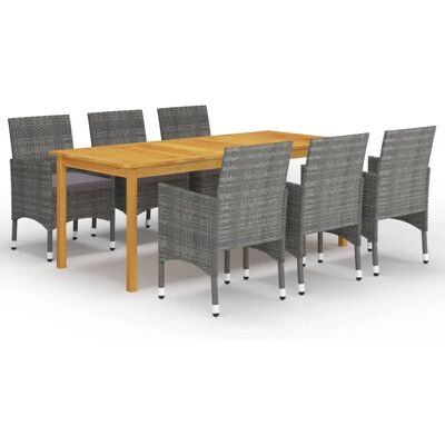 VidaXL 7-tlg. Garten-Essgruppe - Grau, 7-teilig VidaXL 7-tlg. Garten-Essgruppe - Grau, 7-teilig