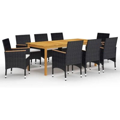 vidaXL 9-tlg. Garten-Essgruppe Schwarz und Braun vidaXL 9-tlg. Garten-Essgruppe Schwarz und Braun