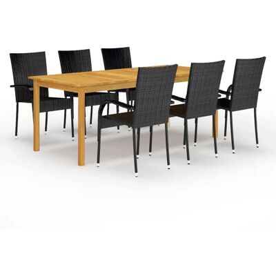vidaXL 3067878 Gartenmöbel-Set - 7-teiliges Essgruppe mit Akazie & Rattan vidaXL 3067878 Gartenmöbel-Set - 7-teiliges Essgruppe mit Akazie & Rattan