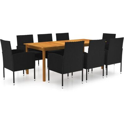 vidaXL Gartentisch-Set - Schwarz - 9-teilig vidaXL Gartentisch-Set - Schwarz - 9-teilig