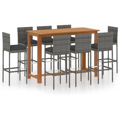 Vidaxl Gartenbar-Set - 9-teiliges Grau Rattan Vidaxl Gartenbar-Set - 9-teiliges Grau Rattan