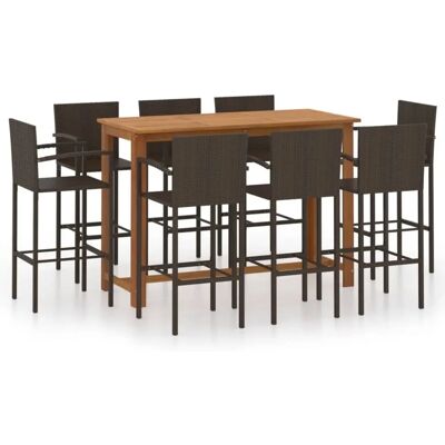 vidaXL Gartentruhe 9-teilig braun Bistro Tisch und Stühle vidaXL Gartentruhe 9-teilig braun Bistro Tisch und Stühle